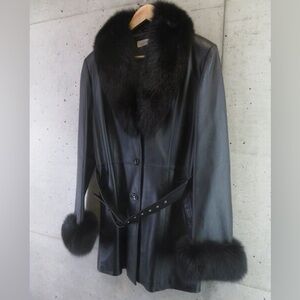 CONCERTINA Fox fur sheepskin lambskin Leather Trench Coat